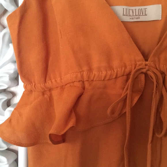 🧡Golden Yellow Ruffled Shift Dress - Picture 6 of 7